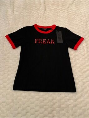 Dolls Kill Widow Black Tee with Red Graphic, Size Small, NWT